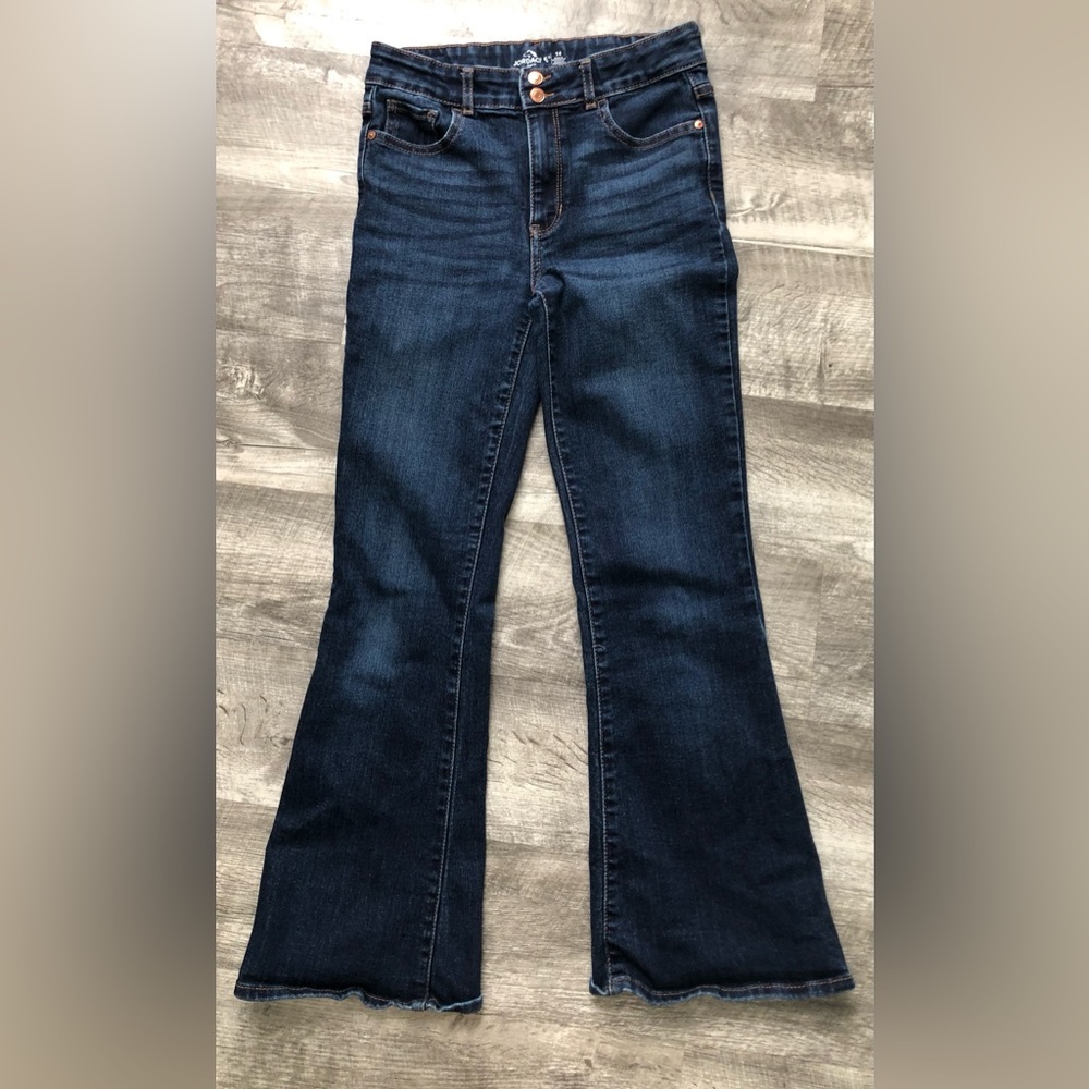Jordache Girls 14 Dark Blue Flared Jeans - Classic High-Rise Style